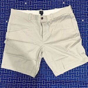 J. Crew Tan/Light Cream Flat Front Shorts Size 38 9 Inch Inseam